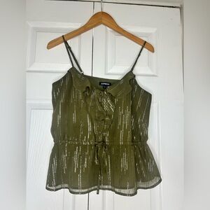 Express Green Sleeveless Camisole with Peplum